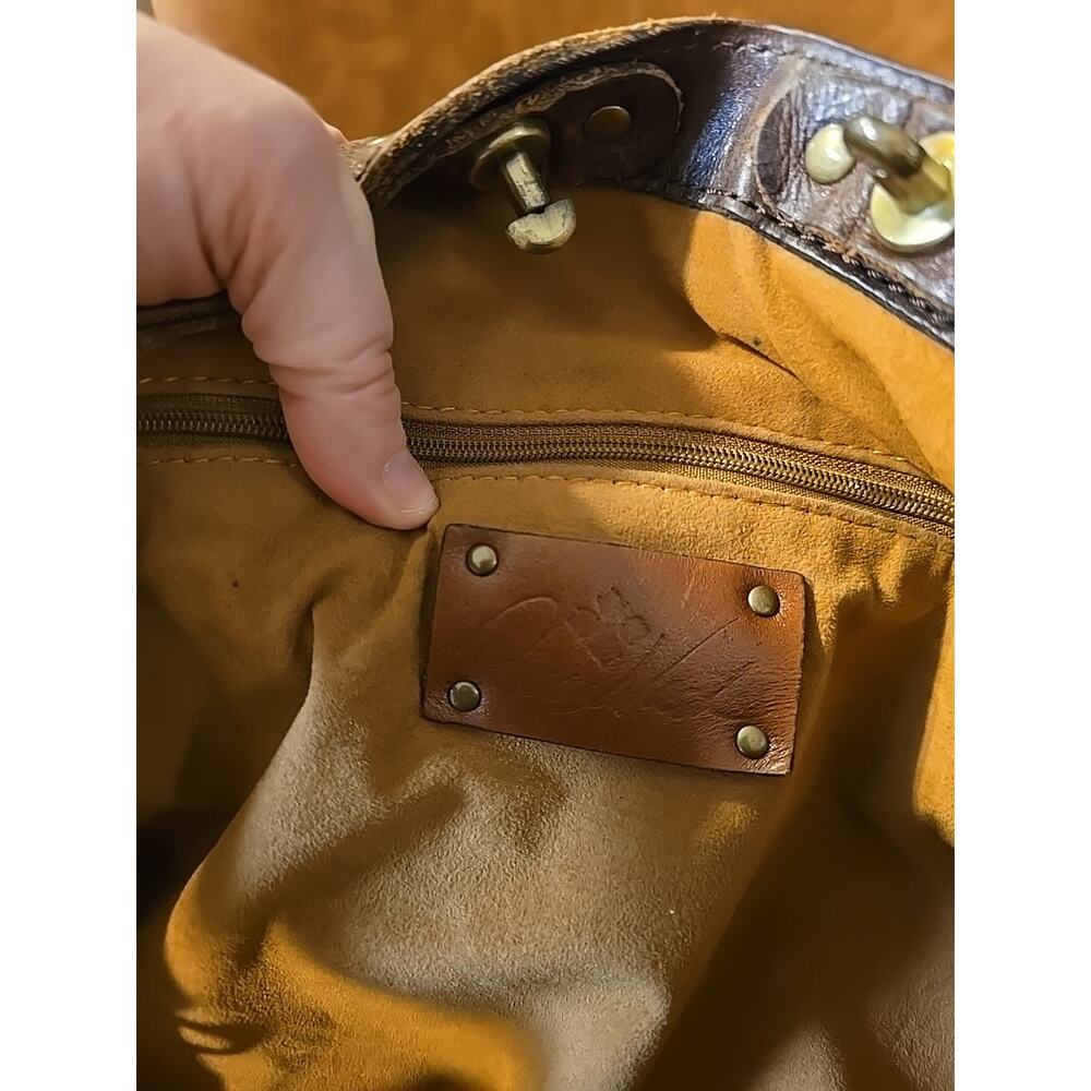 Patricia Nash Benvenuto Brown Leather Distressed Womens Tote Shoulder Bag Purse - Picture 12 of 14